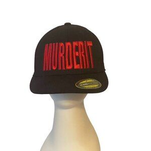 210 Fitted Flat Brim Hat “MURDERIT” New NWT Black Red. 7 1/4 - 7 5/8